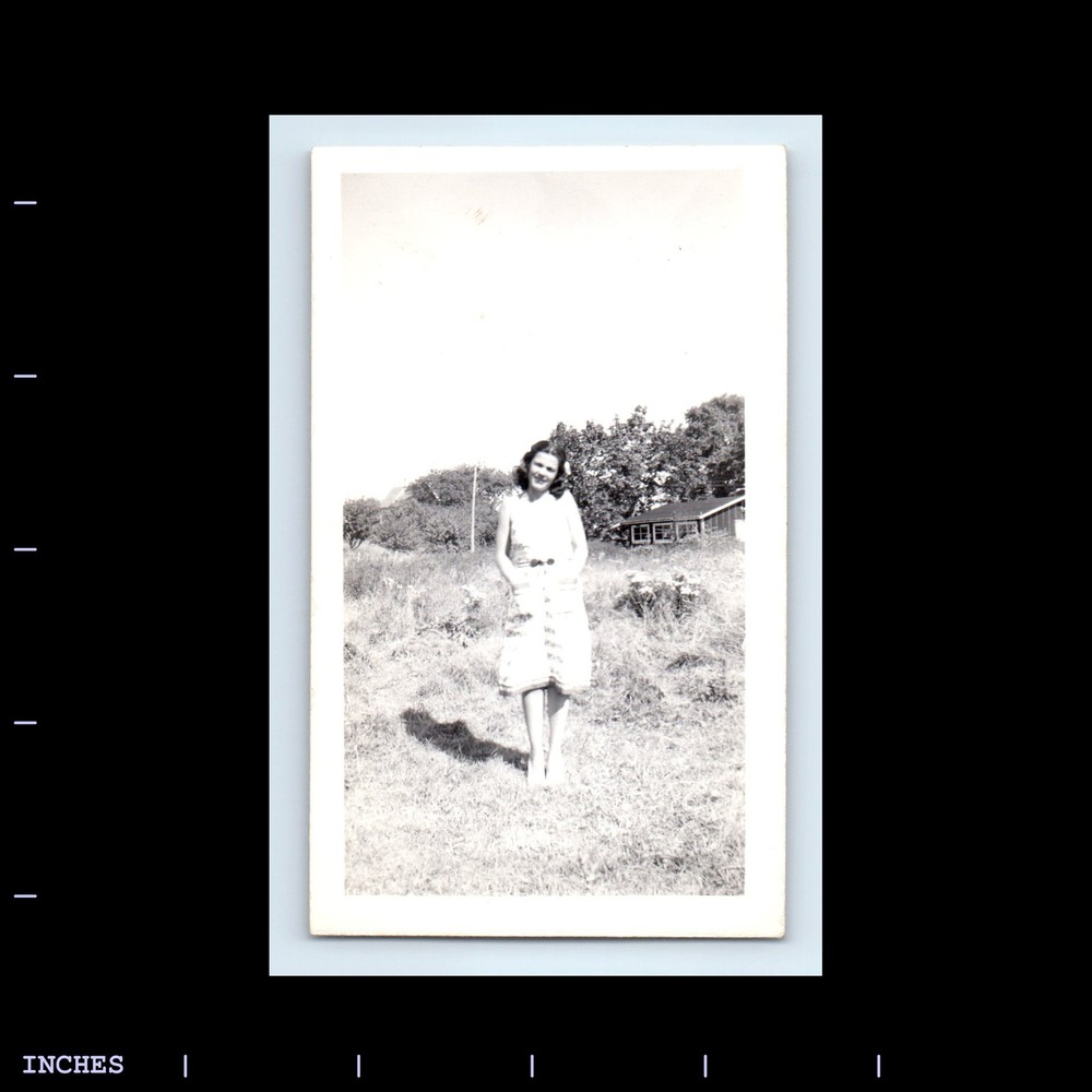 Old Vintage Photo LEGGY WOMAN STANDING IN FIELD