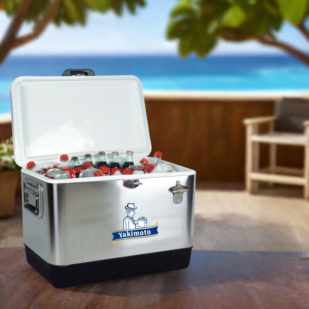 Yakimoto Outdoor 54 Quart Large Stainless Steel Cooler,Portable Ice Chest,Silver