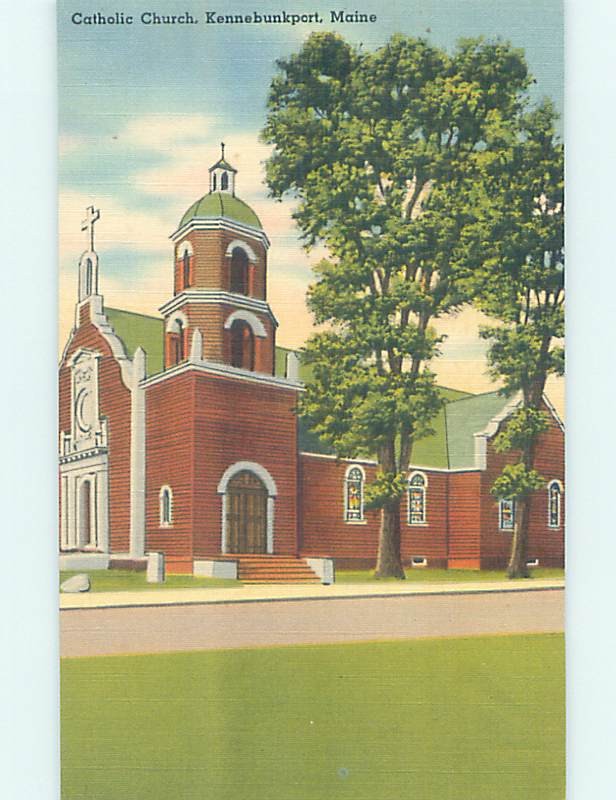 Linen CHURCH SCENE Kennebunkport Maine ME m/09 AD0952