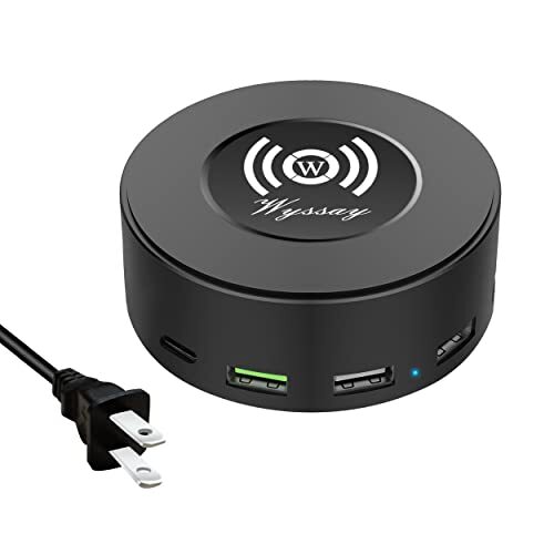 75W 6-Port USB Charger Desktop Charging Station(Type-C, Quick Charge 3.0 Black
