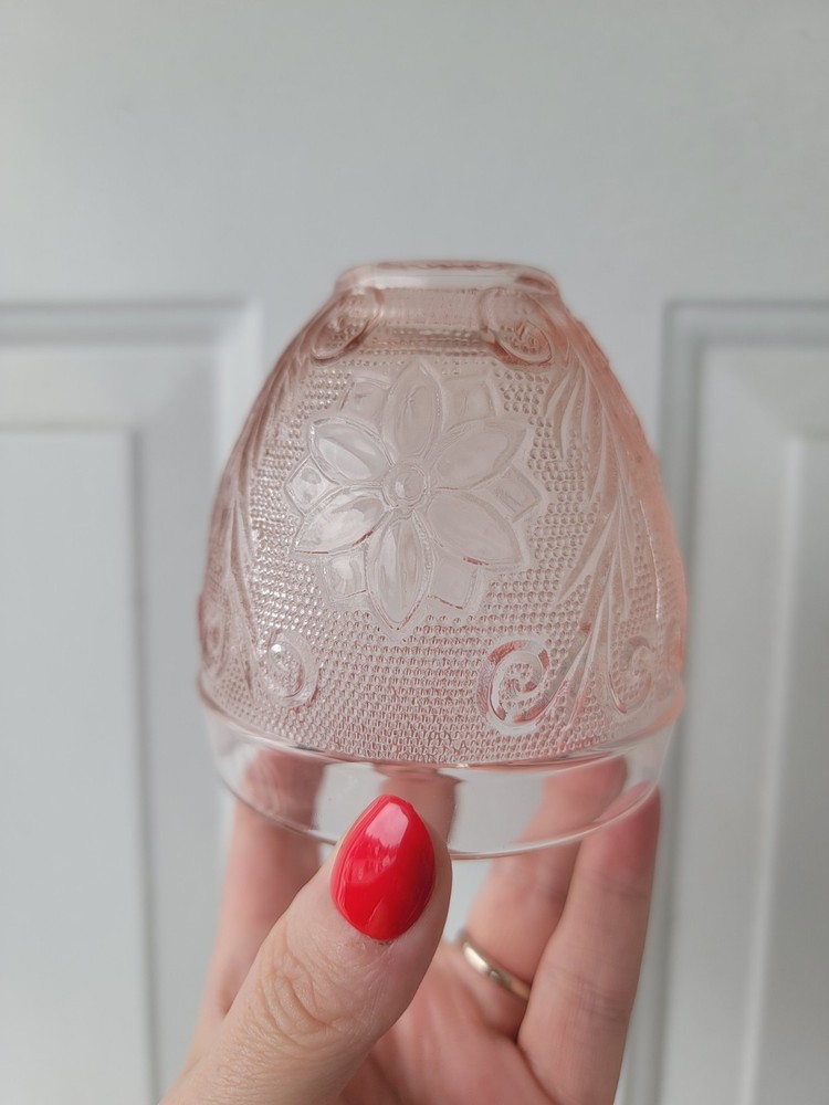 Vintage Pink Indiana Glass Tiara Sandwich Glass Fairy Lamp Top
