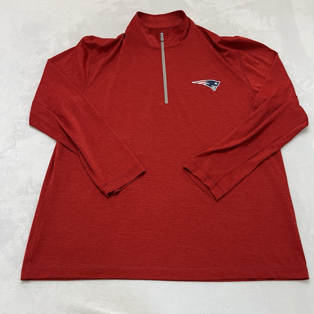 New England Patriots Shirt Mens Large Red 1/4 Zip Logo NFL Casual Football