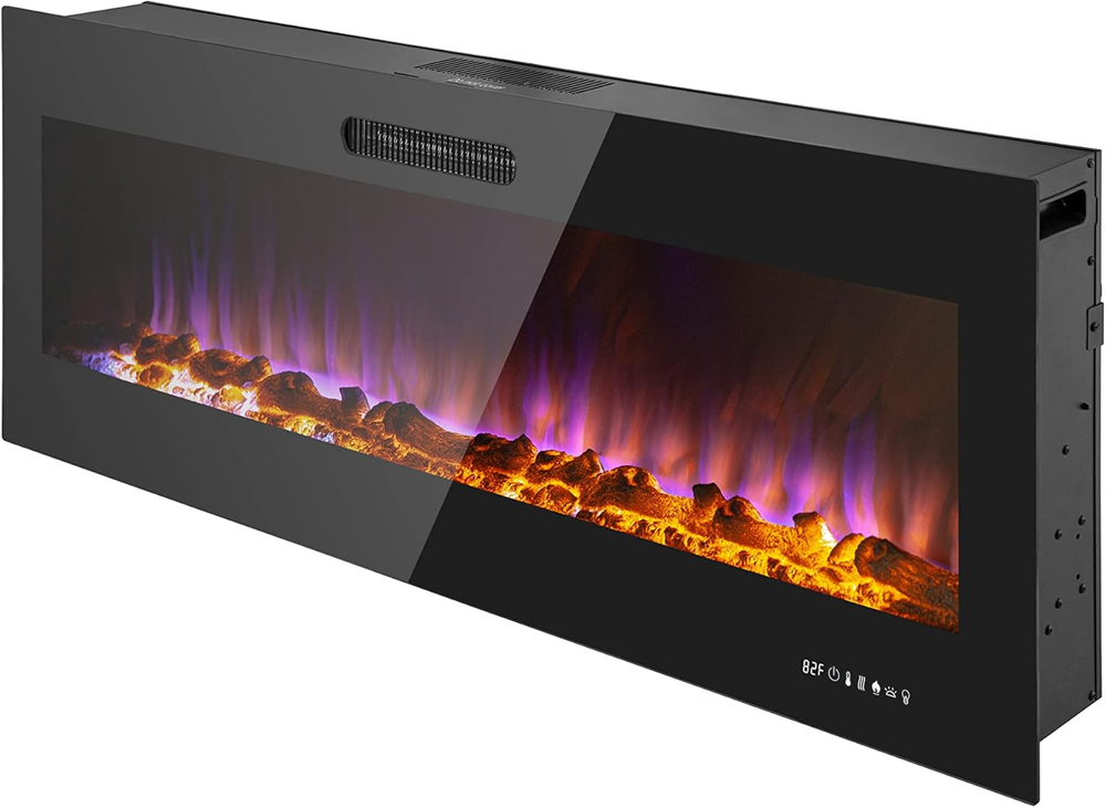 LED Slim Design Electric Fireplace Insert and Wall Mounted Fireplace with 1500 W
