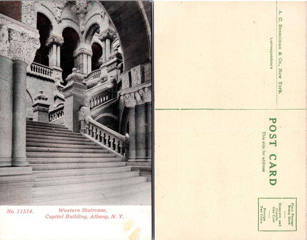 Western Staircase Capitol Building Albany New York NY Postcard