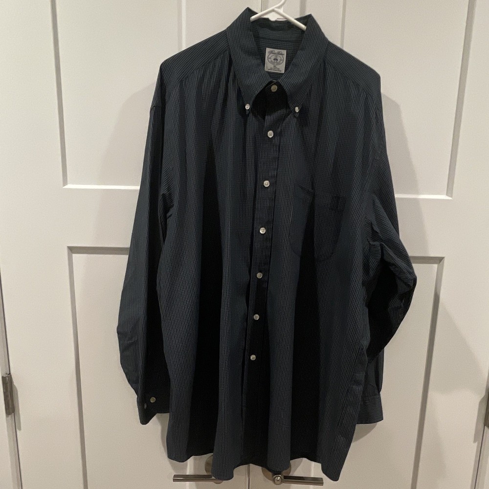 Brooks Brothers Men's XL Green Blue Check All Cotton Woven Button-Down Shirt