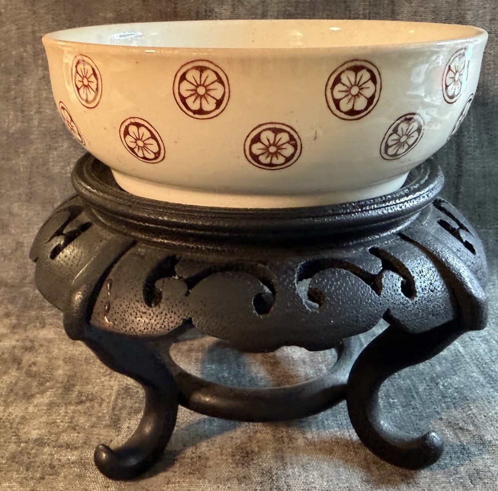 New Wharf Pottery Herat Brown Transfer Sponge Bowl 1885