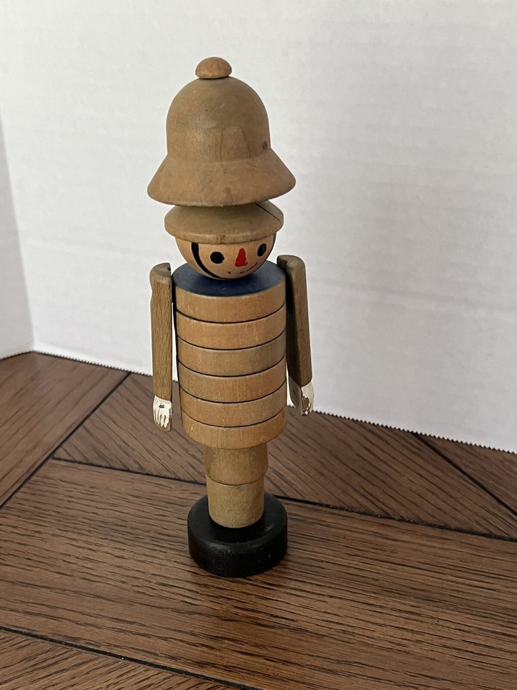 Vintage Czech Wood Stacking Toy POLICEMAN BOBBY Wooden Toy Czechoslovakia 1970's