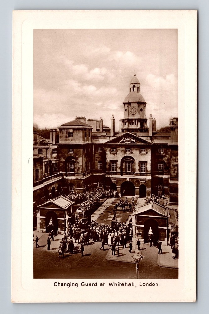 London England Changing Guards At Whitehall Vintage Postcard Standard Souvenir