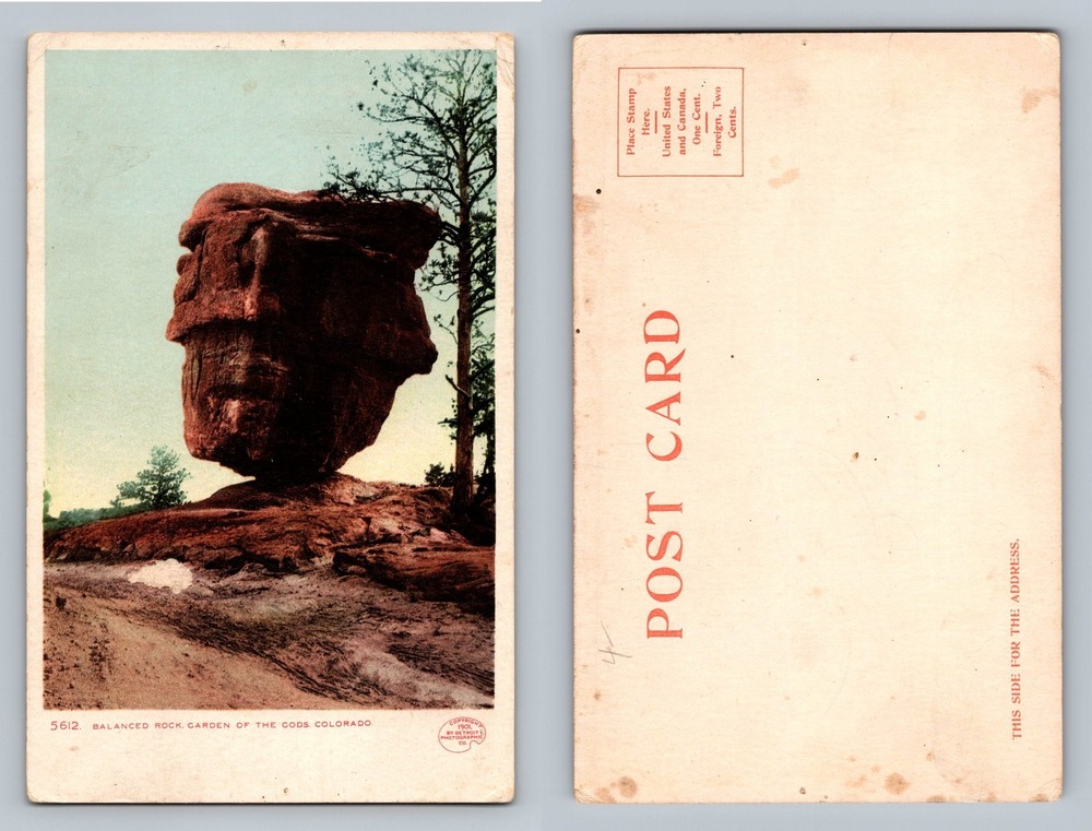 Garden of the Gods, CO-Colorado, Balanced Rock Formation View Vintage Postcard