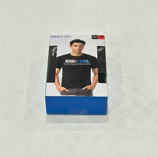 32 Degrees Cool Men's 3 Pack Short Sleeve Crew Neck Shirt, Black, Size M