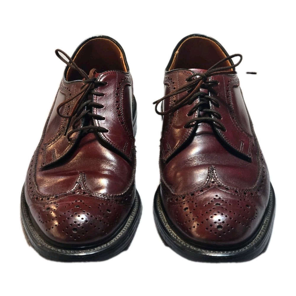 Vintage Quoddy Men's Wingtip Brogue Oxford Leather Shoes, USA Made Burgundy 10D