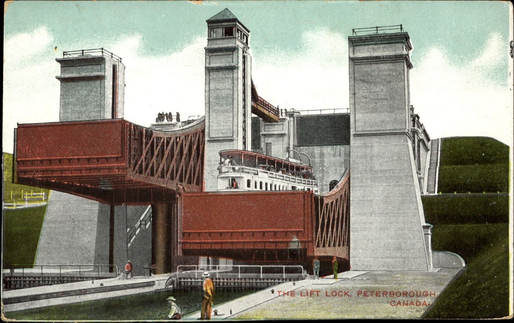 Lift Lock Peterborough Ontario Canada ~ c1910 ~ excursion boat?