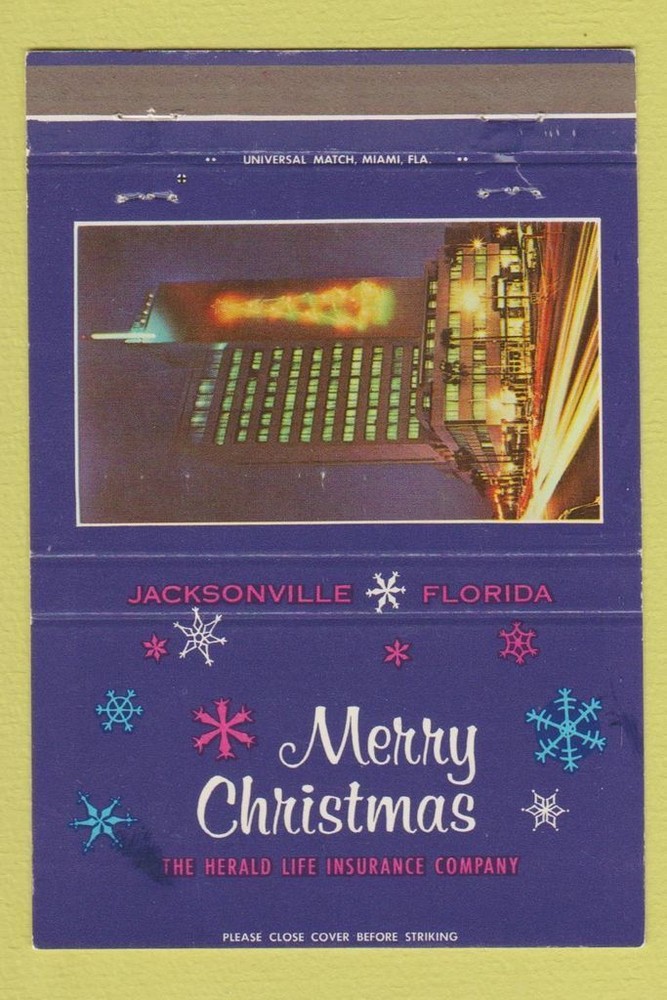 Matchbook Cover - Herald Life Insurance Jacksonville FL WEAR 40 Strike
