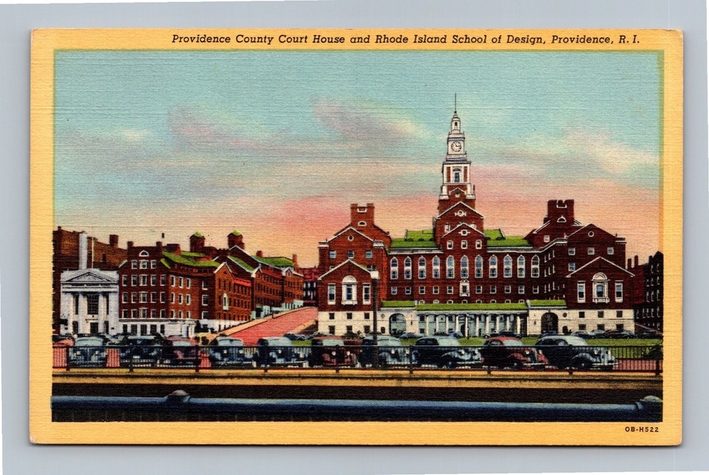 Vintage Providence County Court House & Rhode Island School Postcard