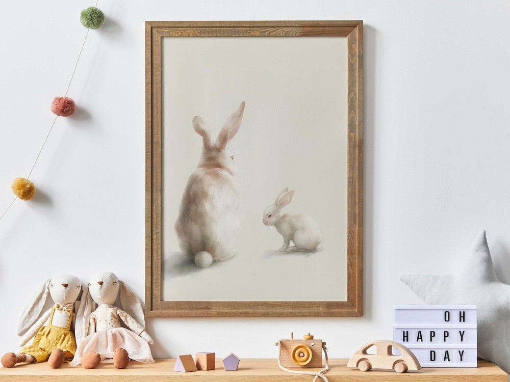 Cute Bunny Nursery Art Print Vintage Animal Nursery Decor Woodland Baby Animals