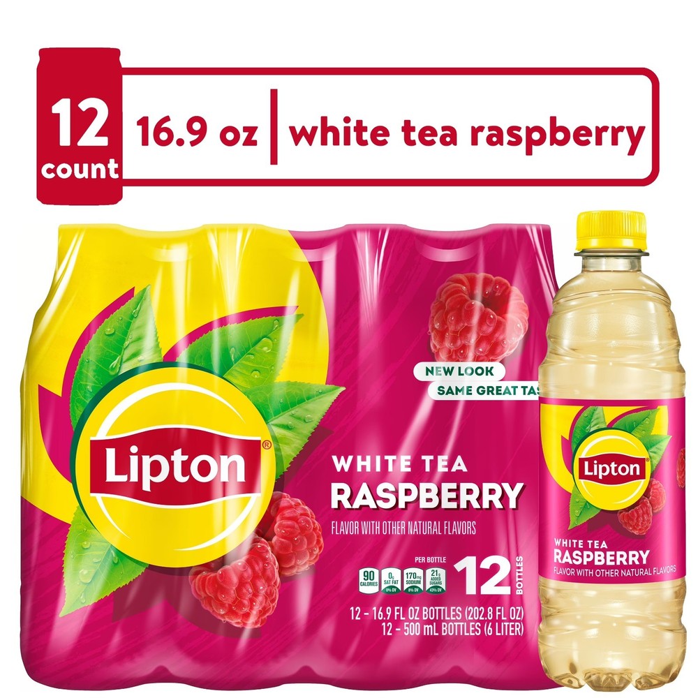 Lipton Raspberry White Iced Tea, 16.9 fl oz, 12 Count.