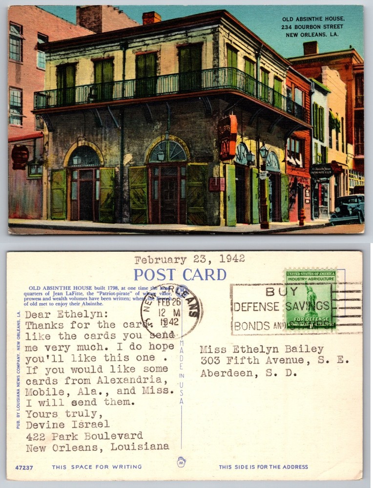 Old Absinthe House New Orleans Louisiana Postcard-image