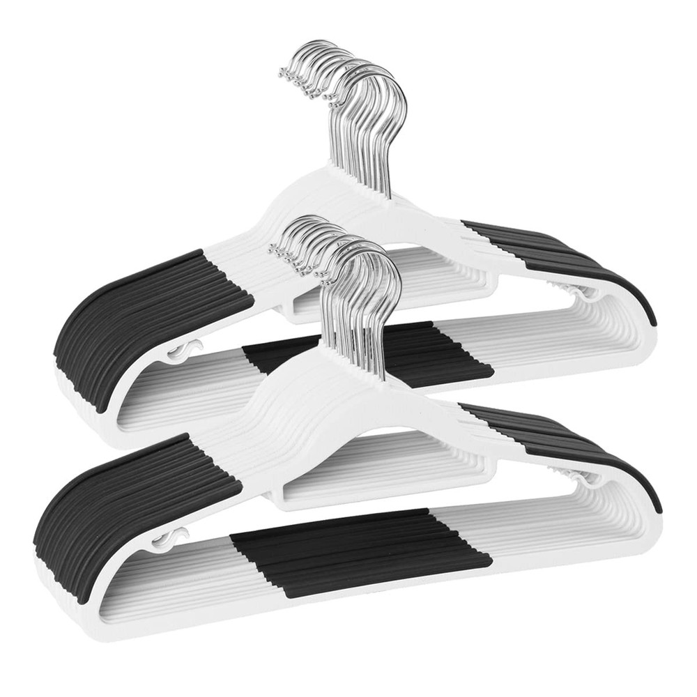 Bar Design Heavy Duty 50-Pack Plastic Clothes Hangers with Non-Slip Grip, Durable & Space-Saving for Wardrobe Organization