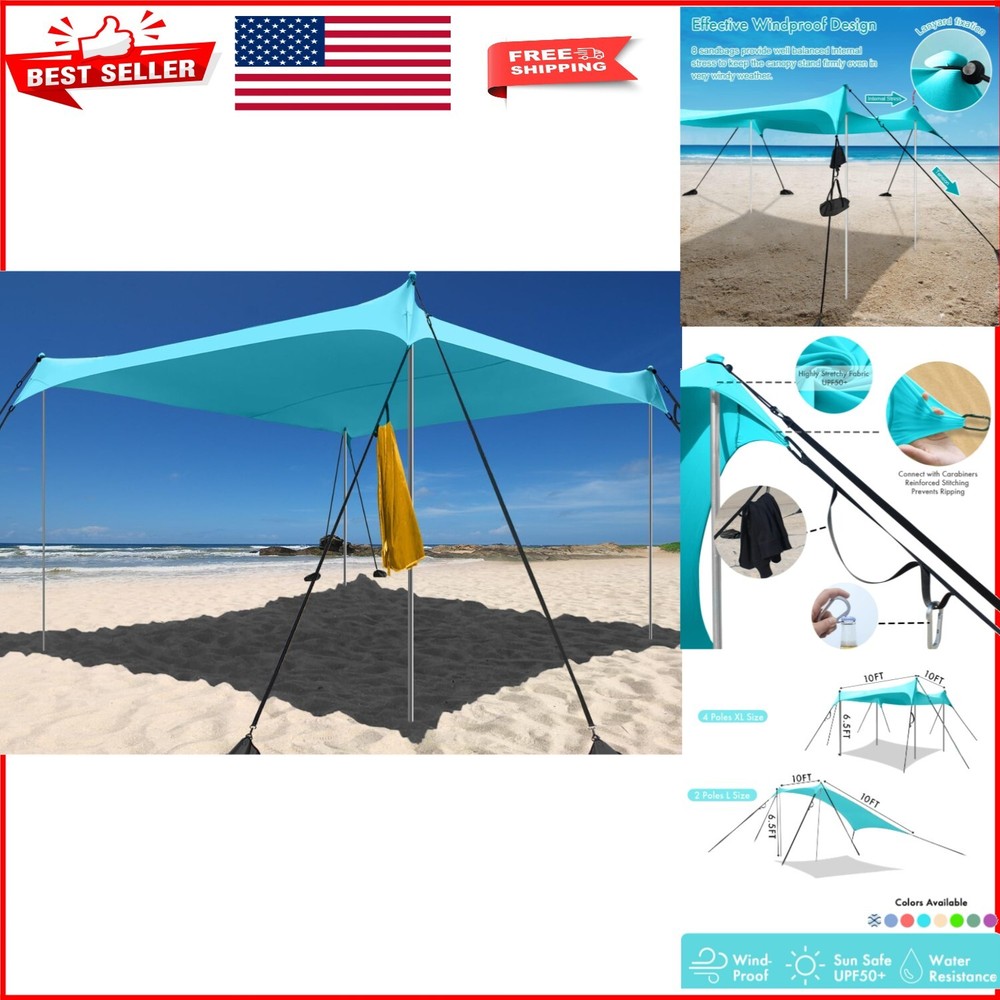 Windproof UPF 50+ Beach Shade Tent – Portable 10x10ft Family Shelter