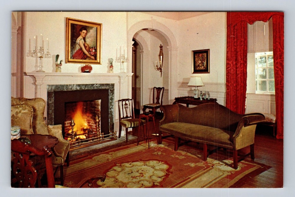 Williamsburg VA-Virginia, Berkeley Plantation, Great Room, Vintage Postcard