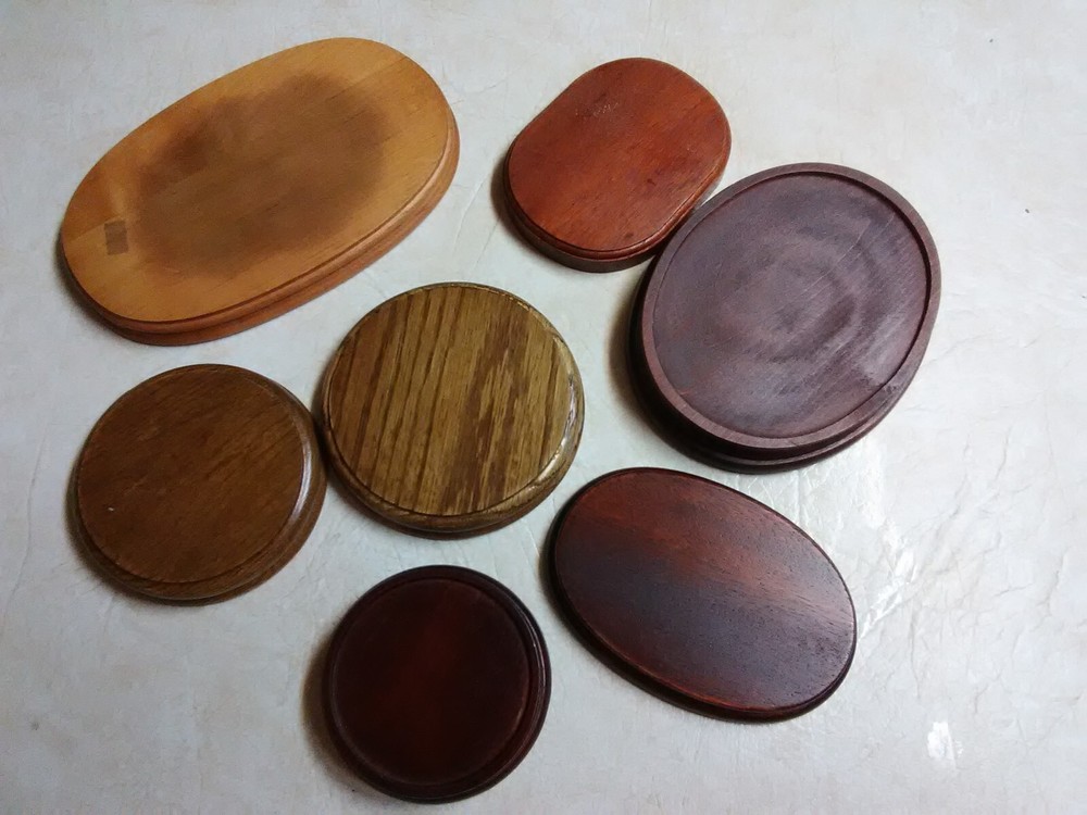 7 Solid Wood Figurine Display Stands - Assorted Sizes - Used