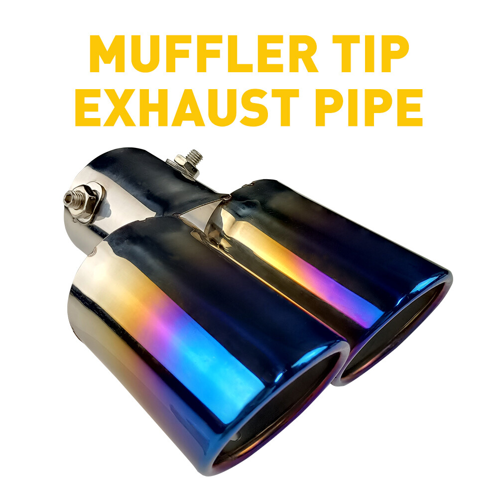 Blue Car Rear Tail Throat Muffler Stainless Parts Accessories Exhaust Pipe Tip