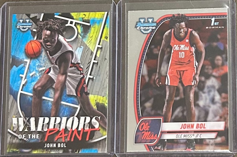 2024-25 Bowman Chrome U Basketball John Bol 2 Card Rookie Trading Lot! Ole Miss