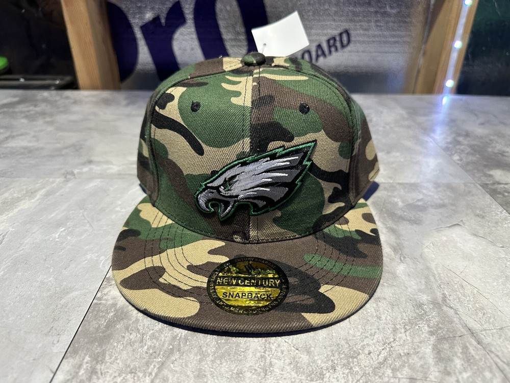 NWT New Century Philadelphia Eagles Camouflage SnapBack Hat. Cap. Lid