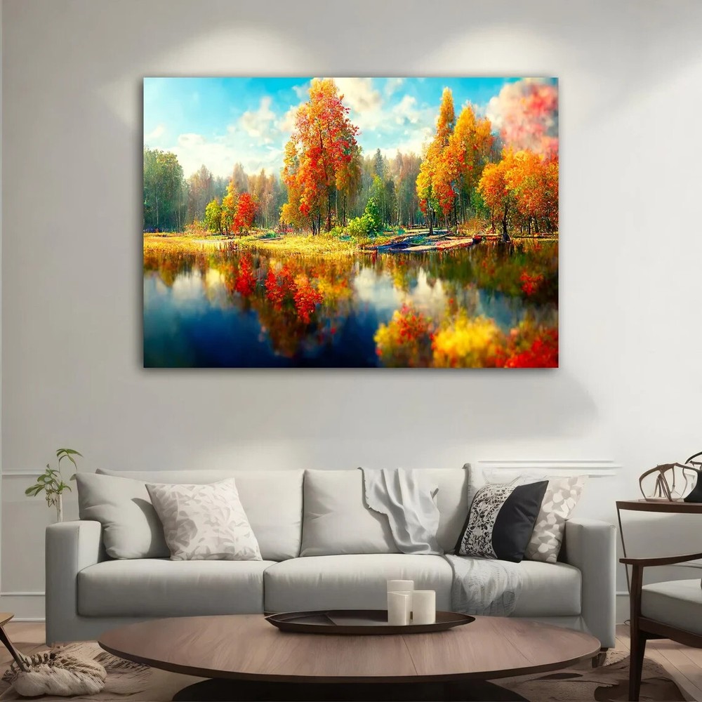 Elegant Lake View Nature Vibrant Paint Wall Art Canvas Unframed Print Art