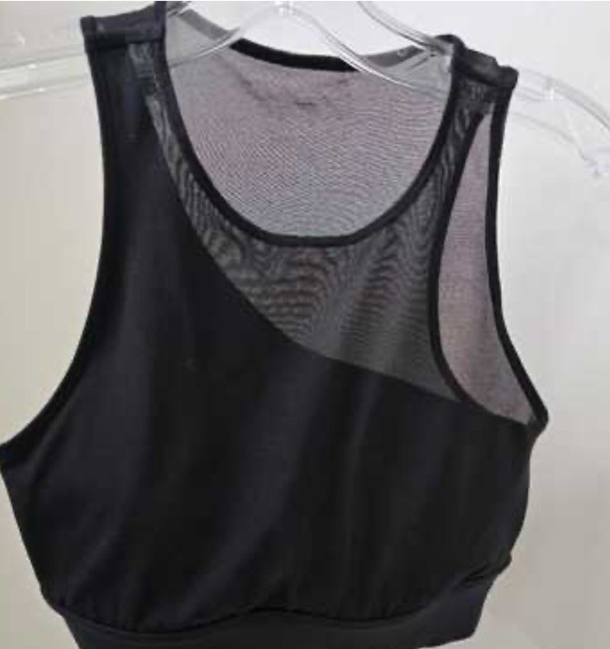 Alo Yoga Mesh Sports Bra S/M? Panel Black Womens Racer Back