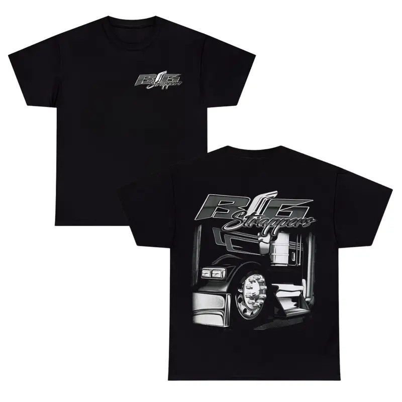 Big Strappers Semi Truck T-Shirt ? Classic Chrome Big Rig Graphic Tee
