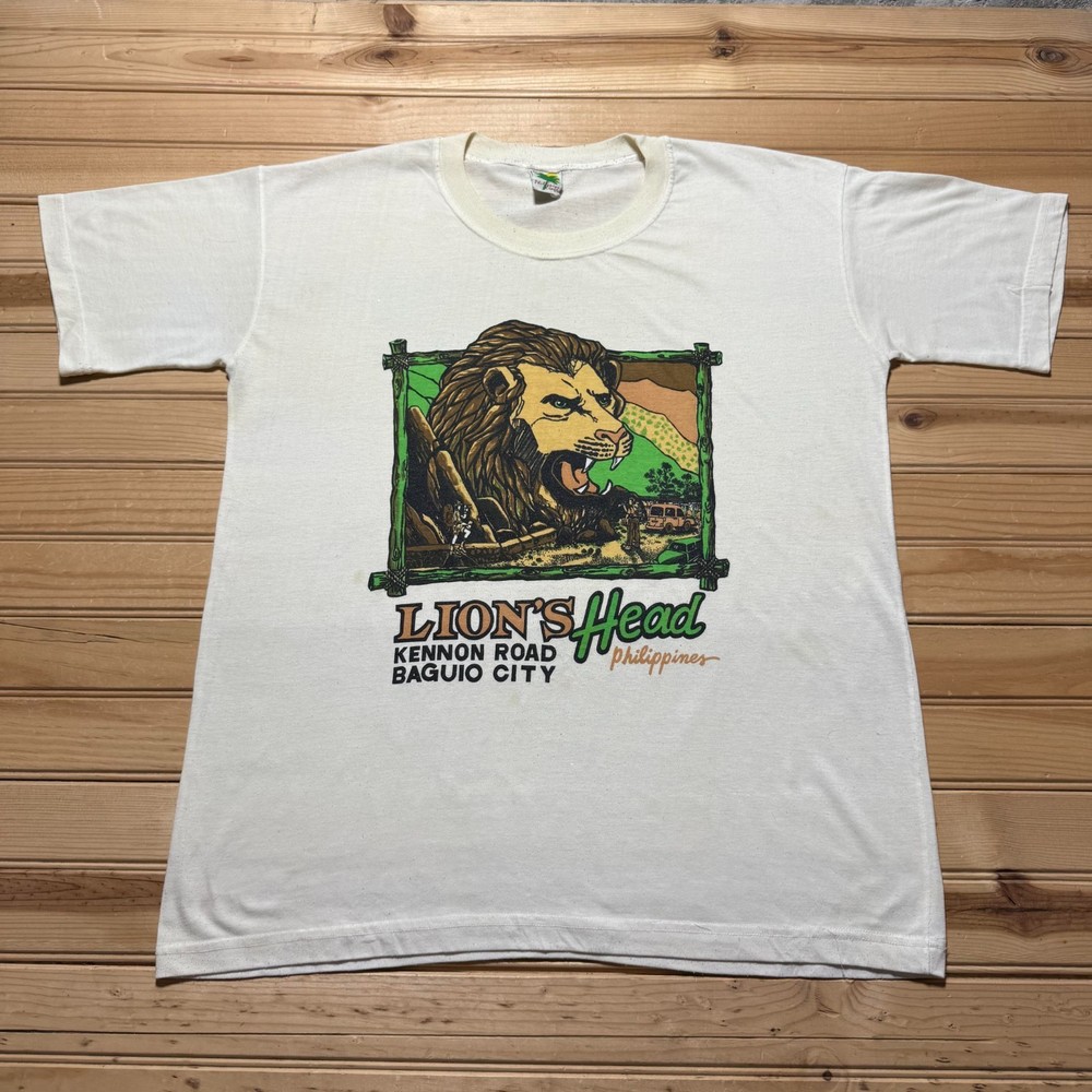 Vintage 90s Lions Head Kennon Road Baguio City Philippines Oversized Shirt Small