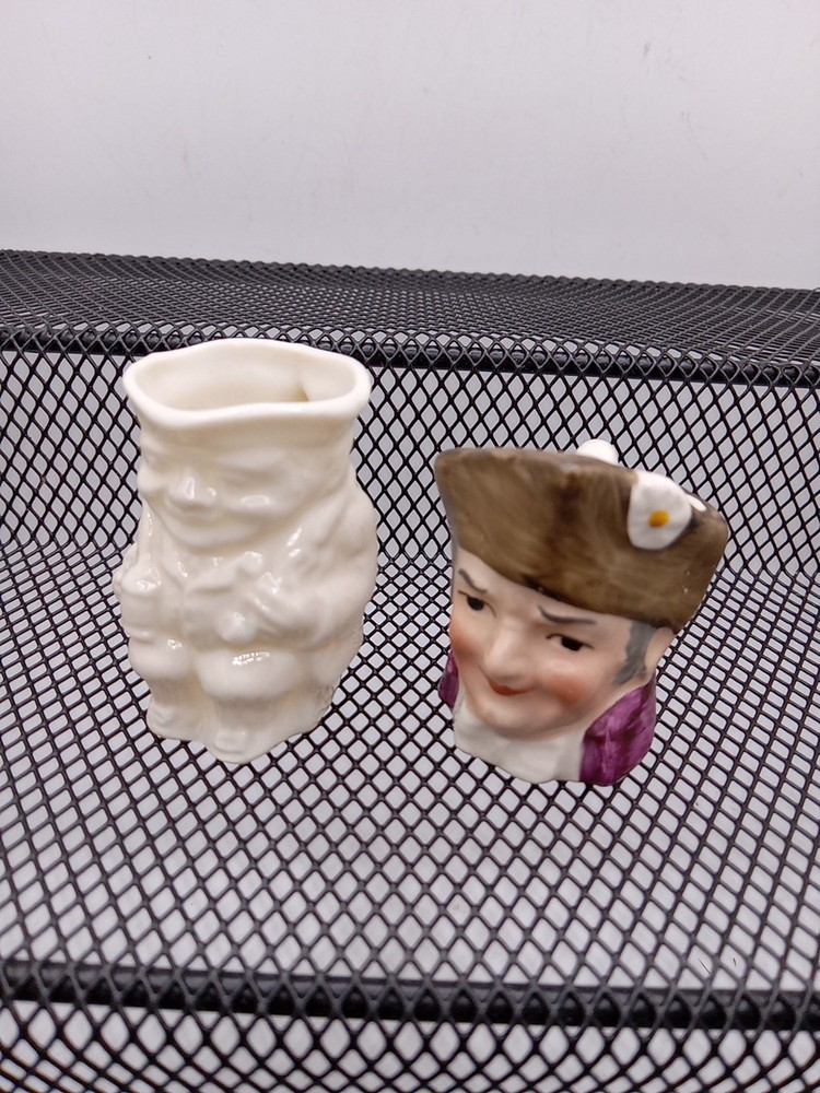 Small Porcelain Toby Mug Ivory made in England Vintage Two Miniature Mugs