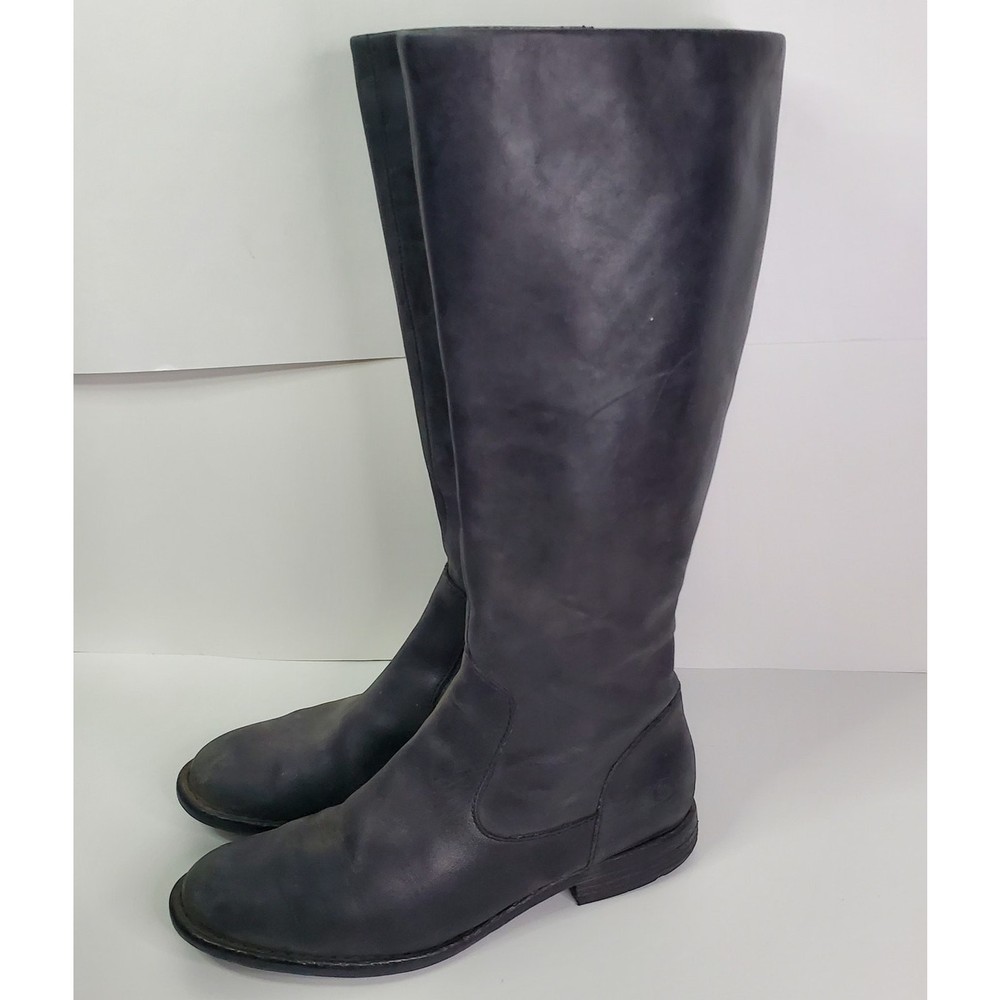 BORN North Black Leather Knee High Riding Boots Sz 7m