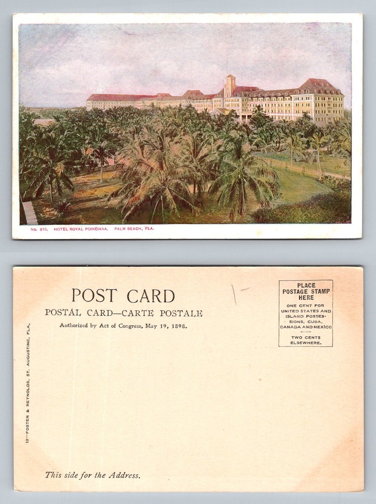 Palm Beach, FL-Florida, Hotel Royal Poinciana Palm Grounds View Vintage Postcard