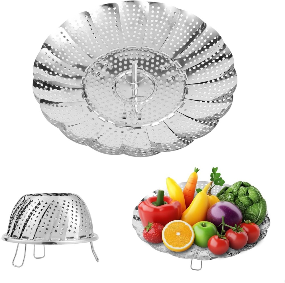 Vetable Steer Basket - Stainl Steel Folding Basket for Cooking,