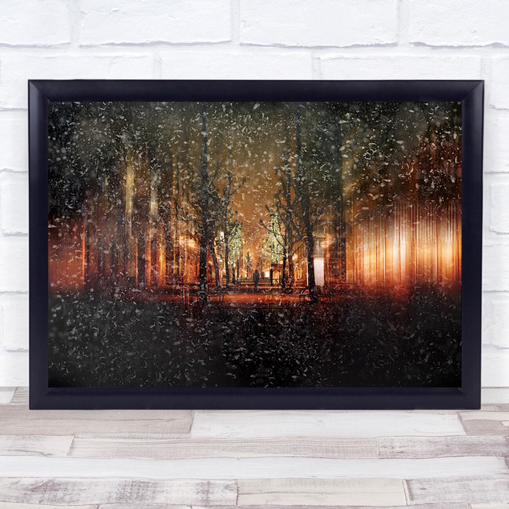 Streaks Texture Alone Lonely Pedestrian Street Trees Wall Art Print