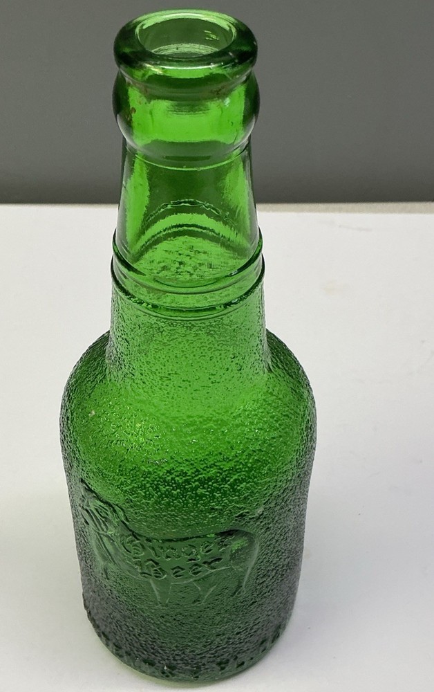 Emerald Green English Bull Dog Ginger Beer Soda Bottle.