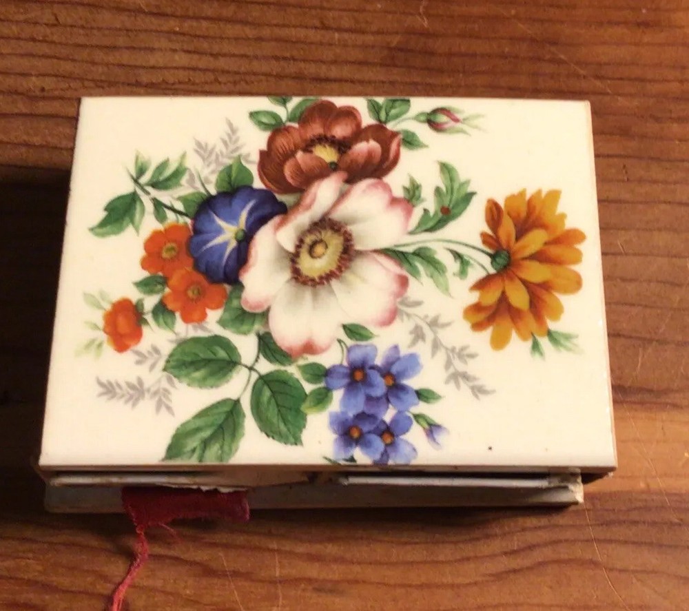 VTG.1960,Italian Ceramic,Wood Match Holder Set ,Revenue Stamp Attached To Box