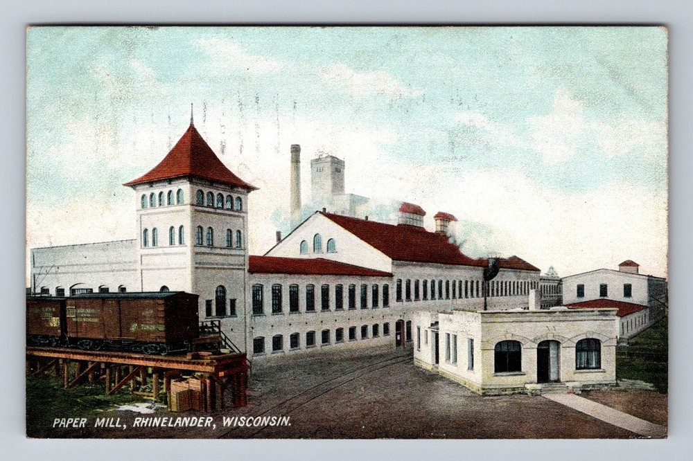 Rhinelander WI-Wisconsin, Paper Mill, Vintage c1909 Postcard Souvenir Standard