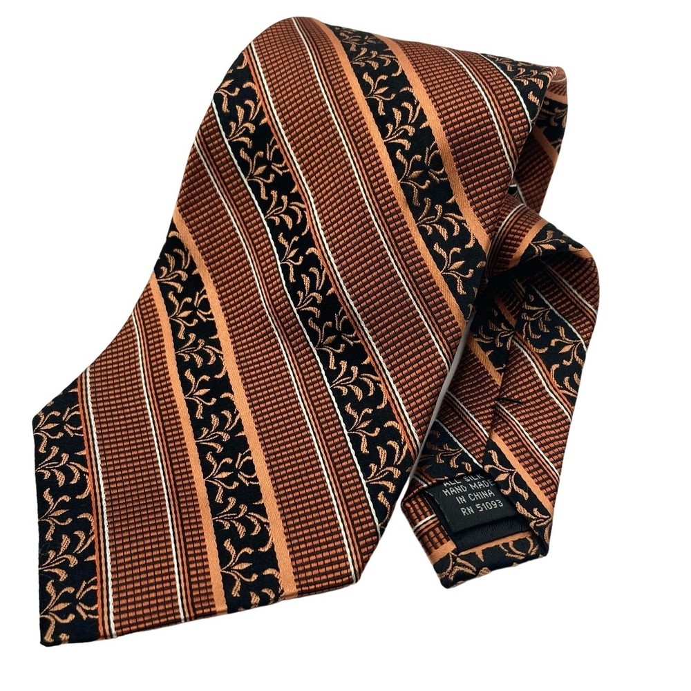 Men's Neck Tie Privado Bronze Repp Stripped Silk  Handmade 60