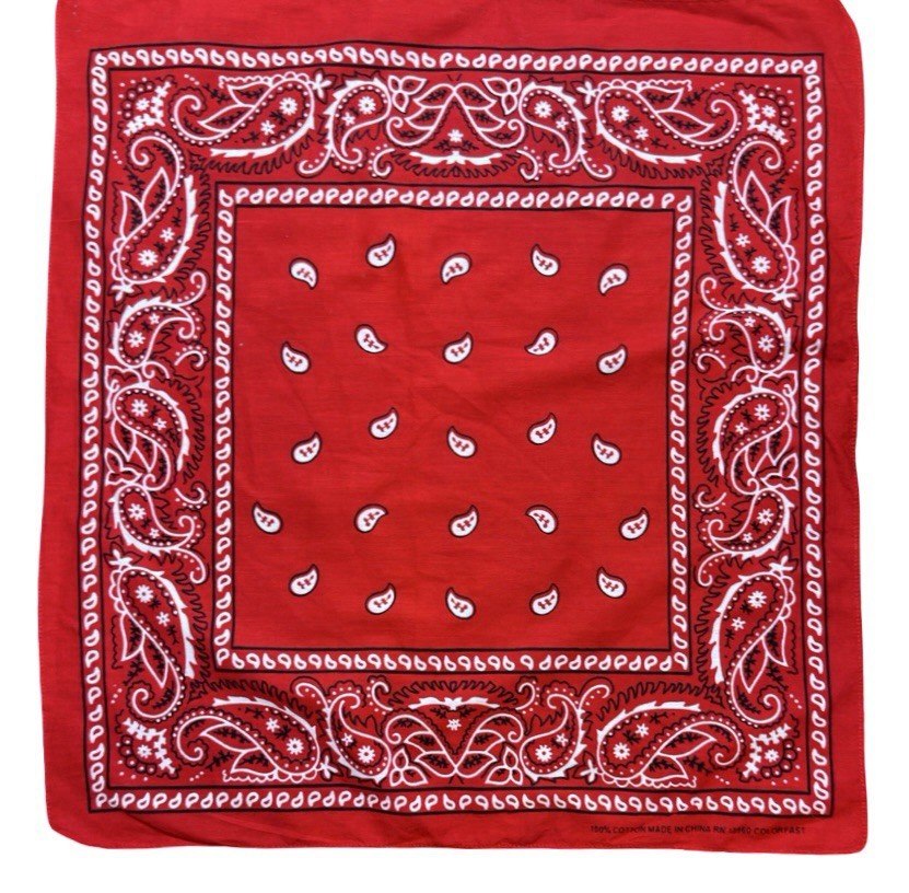 Vintage Red Paisley Bandana Handkerchief Colorfast RN13960 100% Cotton