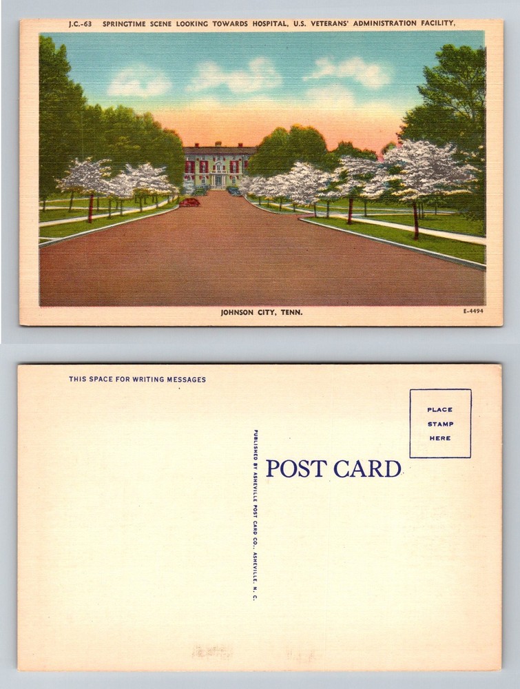 Johnson City Tennessee, U.S. Veterans Hospital Springtime Scene Vintage Postcard