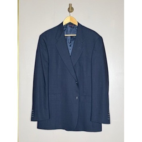Hart Schaffner Marx Mens 44L Navy Blue Pure Wool Blazer Sport Coat