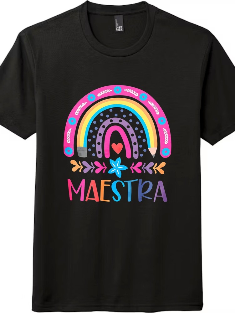 Maestra Rainbow Pencil Graphic Tee Unisex Teacher Gift Shirt For Educators