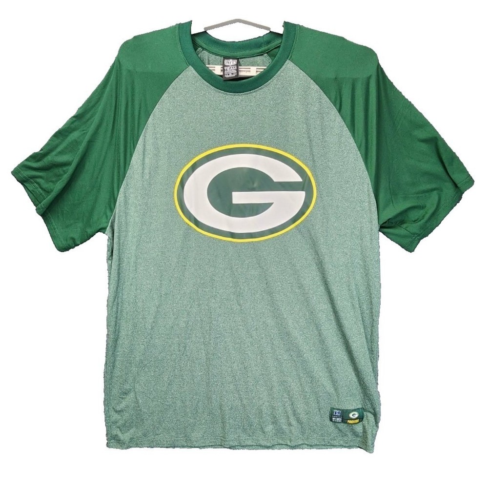 NFL Team Apparel Green Bay Packers Raglan T-Shirt Mens XL Green Heathered XL