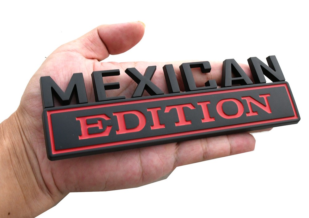 1x MEXICAN Edition Decals Car Sticker 3D Raised Letter Emblem Black Red
