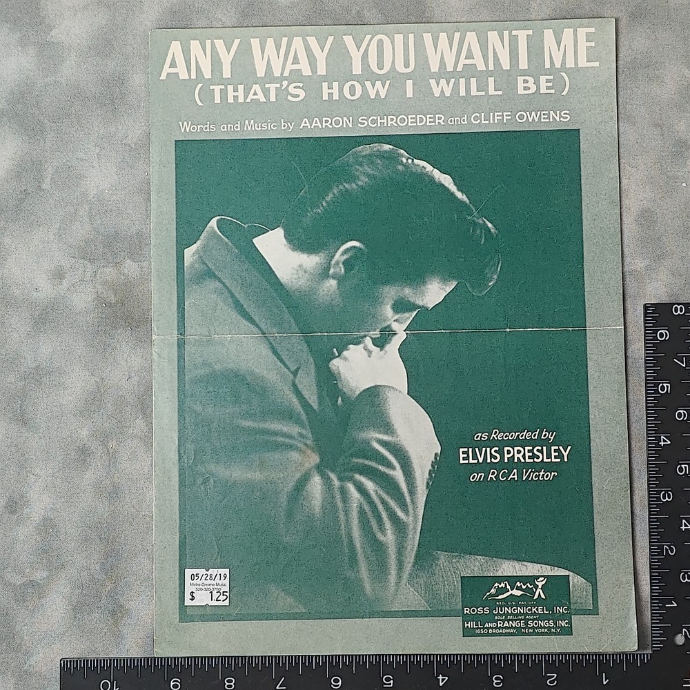 1956 Elvis Presley Any Way You Want Me Sheet Music RCA Victor Ross Jungnickel NY