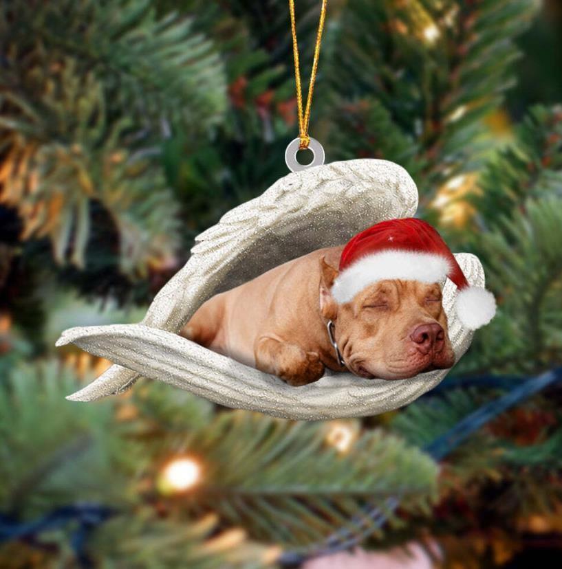Pit Bull Sleeping Angel xmas Ornament Dog Memories Acrylic Ornament