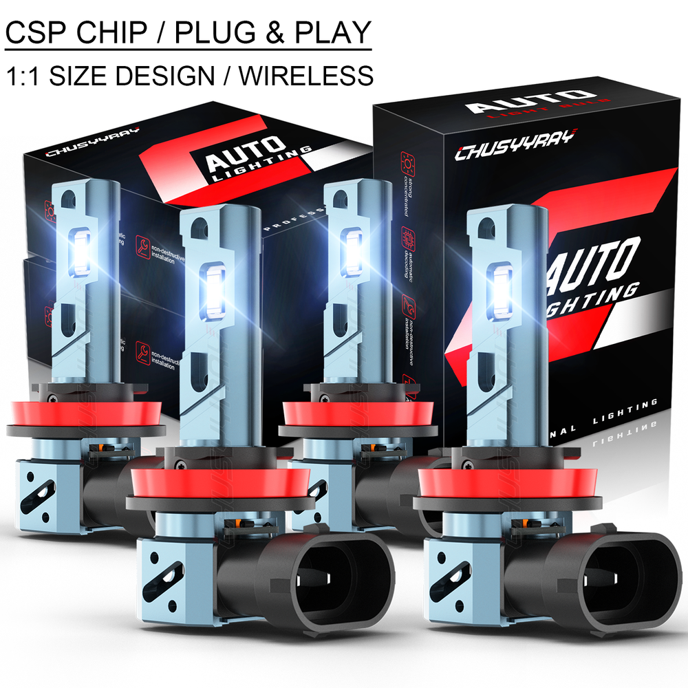 4X H11 LED Super White Hi/Low Beam Headlight Bulbs for Cars